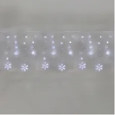 Гирлянда Бахрома со снежинками 2,4х0,9м 150LED белый прозрачный ПВХ IP20 свечение с динамикой 230 В