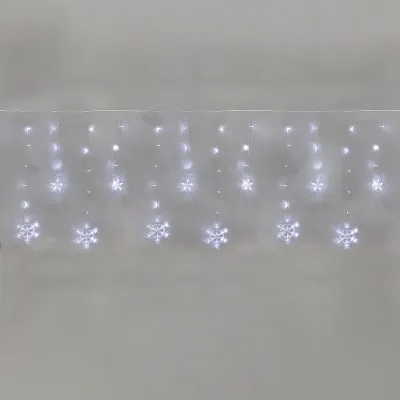 Гирлянда Бахрома со снежинками 2,4х0,9м 150LED белый прозрачный ПВХ IP20 свечение с динамикой 230 В