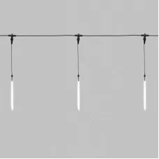 Гирлянда Тающие сосульки комплект 10 шт х 30см, шаг 100 см, 420 LED белый, черный каучук, IP65, 24 В, соединяется