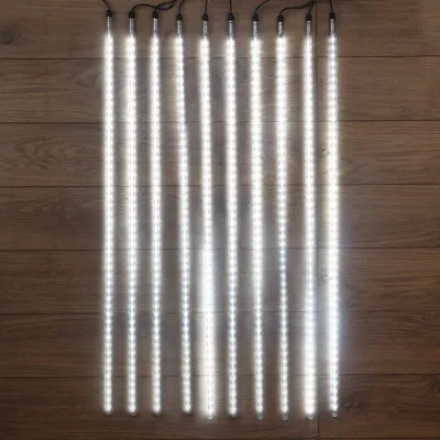 Гирлянда Тающие сосульки комплект 10 шт х 100см, шаг 100 см, 960 LED белый, черный каучук, IP65, 24 В, соединяется