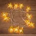 Гирлянда светодиодная на солнечной батарее Звезды 12 LED тёплый белый 1,2 м