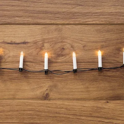 Гирлянда свечи 10 м, темно-зеленый ПВХ, 50 LED тёплый белый