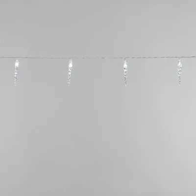 Гирлянда светодиодная Сосульки 1,5 м, 10 LED, прозрачный ПВХ, свечение белый, 2 х АА батарейки не в комплекте