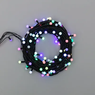 Гирлянда Мультишарики 13мм, 20 м, 200 LED RGB, черный ПВХ, IP65, быстрая смена цвета, 230В соединяется NEON-NIGHT (нужен шнур питания 303-500)