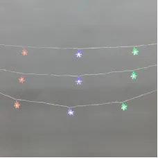 Гирлянда светодиодная Снежинки большие 5 м 20LED IP20 прозрачный провод свечение мульти RG/RB мигание 230 В