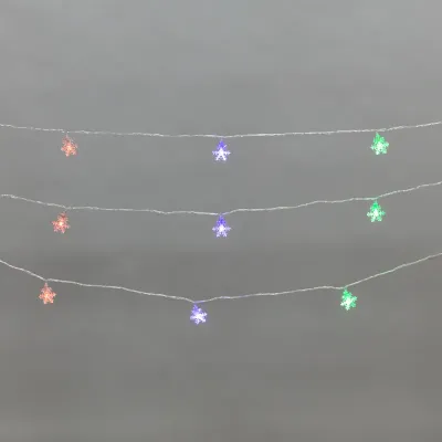 Гирлянда светодиодная Снежинки большие 5 м 20LED IP20 прозрачный провод свечение мульти RG/RB мигание 230 В