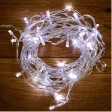 Гирлянда светодиодная универсальная 100 LED белый 10 м, прозрачный ПВХ, с контроллером