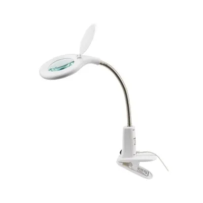 Лупа настольная 3D+12D 60 LED, прищепка, белая