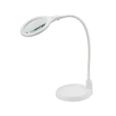 Лупа настольная 3D с подсветкой 30 SMD LED, подставка+прищепка, d-95мм, белая