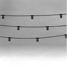 Гирлянда Белт-Лайт 2 жилы, 50м, шаг 50см, 100 патронов E27, IP65, черный плоский провод каучук