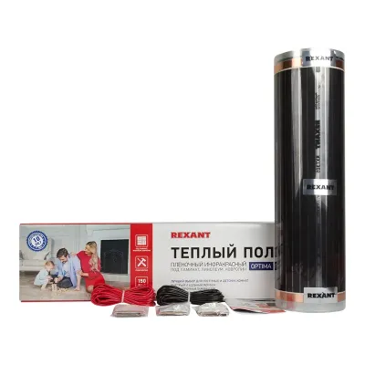 Пленочный теплый пол Optima 150, площадь 1 кв м, 0.5х2 м, 150 Вт, REXANT