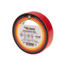 Изолента ПВХ KRANZ 0.13х15 мм, 10 м, красная 10шт