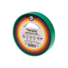 Изолента ПВХ KRANZ 0.13х15 мм, 25 м, зеленая