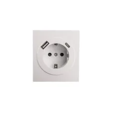 Розетка STRONG одинарная с/з скрытой установки з/ш 16А с USB A+C быстрой зарядки 5В/3А механизм жемчуг
