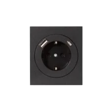 Розетка STRONG одинарная с/з скрытой установки з/ш 16А с USB A+C быстрой зарядки 5В/3А механизм антрацит