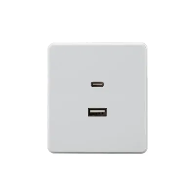 Розетка USB ROUND A+C 3А функция быстрой зарядки механизм перламутр