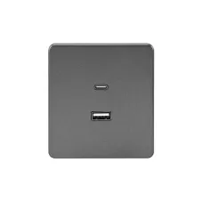 Розетка USB ROUND A+C 3А функция быстрой зарядки механизм титан