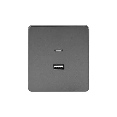 Розетка USB ROUND A+C 3А функция быстрой зарядки механизм титан