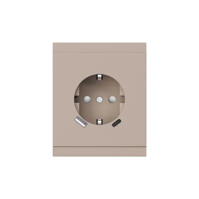 Розетка SETE 1-ая с/з с/у з/ш 16А с USB A+C быстрой зарядки 5В/3А кашемир IP20/IP44