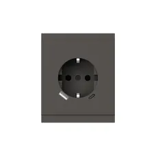 Розетка SETE 1-ая с/з с/у з/ш 16А с USB A+C быстрой зарядки 5В/3А графит IP20/IP44