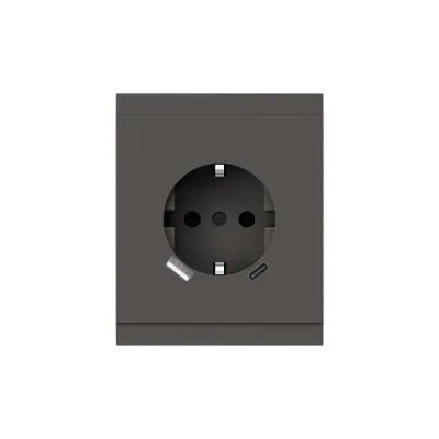 Розетка SETE 1-ая с/з с/у з/ш 16А с USB A+C быстрой зарядки 5В/3А графит IP20/IP44