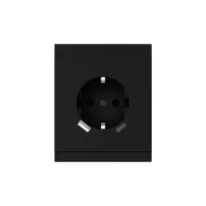 Розетка SETE 1-ая с/з с/у з/ш 16А с USB A+C быстрой зарядки 5В/3А антрацит IP20/IP44