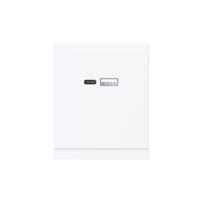 Розетка SETE USB-A+Type-C 3А с функцией быстрой зарядки жемчуг IP20/IP44