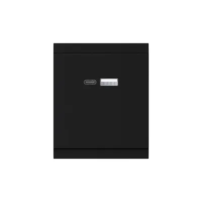 Розетка SETE USB-A+Type-C 3А с функцией быстрой зарядки антрацит IP20/IP44