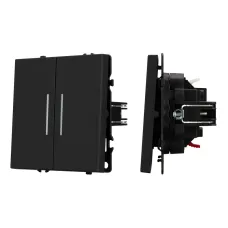 Механизм выключателя двухклавишный непроходной LED SWT-NOBE-MK02-SFPL-L-BK 230V, 10A, Чёрный, 1 пост