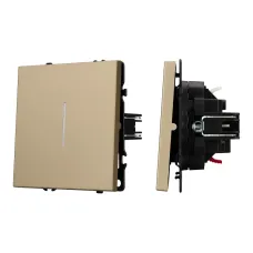 Механизм выключателя одноклавишный проходной LED SWT-NOBE-MKP1-SFPL-L-GD 230V, 10A, Золото светлое, 1 пост