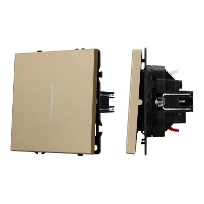 Механизм выключателя одноклавишный проходной LED SWT-NOBE-MKP1-SFPL-L-GD 230V, 10A, Золото светлое, 1 пост