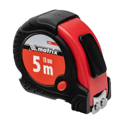 Рулетка Status magnet fixation, 5 м х 19 мм, обрезиненный корпус, зацеп с магнитом