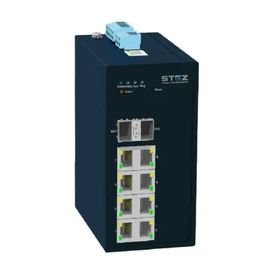 Коммутатор промышленный управляемый L2 8 портов 10/100/1000Base-TX 2 порта 100/1000Base-X SFP консольный порт RS232 RJ45 12-24VDC резервированное питание STEZ3208-2GSFP