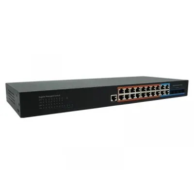Коммутатор управляемый 16x1Гбит/с (RJ45 с PoE+,PoE++), 4x1Гбит/с (SFP) 240Вт
