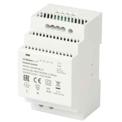 Источник питания на DIN рейку  AC/DC 54W вход 100-240V,выход 12V 4,5A AD