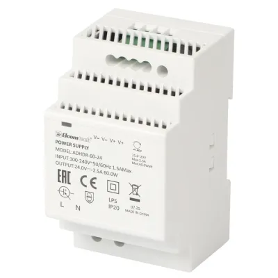 Источник питания на DIN рейку  AC/DC 60W вход 100-240V,выход 24V 2,5A AD