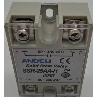 реле твердотельное SSR-25AA-H 25A Управляющее напряжение 80-250V AC 90-480V AC