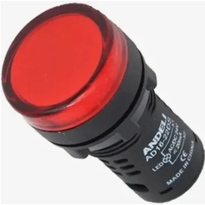 Лампа AD16-22DS LED матрица отверстие d22мм красный 220В AC/DC