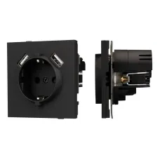 Механизм розетки с USB зарядкой SCT-TENDO-MUAA-SFPL-BK 230V, 16A, Чёрный, 1 пост