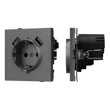Механизм розетки с USB зарядкой SCT-TENDO-MUAA-SFPL-GR 230V, 16A, Серый, 1 пост
