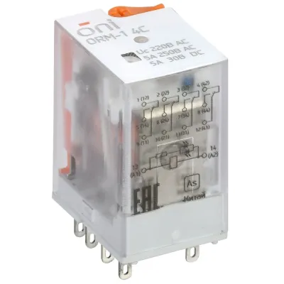 Реле интерфейсное ORM-1 4C 220В AC со светодиодом и тестовой кнопкой