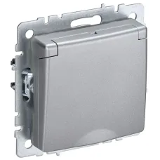 BRITE Розетка 1-местная с заземлением с защитными шторками и крышкой 16А IP44 РСбш10-3-44-БрА алюминий