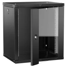 LINEA W Шкаф настенный 12U 600х450мм дверь стекло черный 2.0