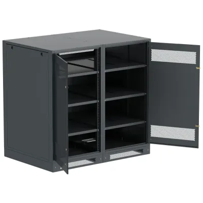 LINEA B Шкаф аккумуляторный (пустой) 1350х1400х950мм двустворчатая металлическая дверь черный