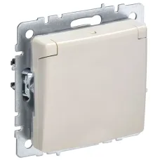 BRITE Розетка 1-местная с заземлением с защитными шторками и крышкой 16А IP44 РСбш10-3-44-БрКр бежевый