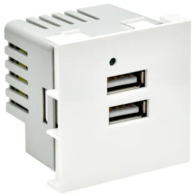 PRIMER РКЮ-23-40-П Розетка USB A+A 5В 4,2А (2 модуля) белая