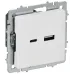 BRITE Розетка USB A+C 18Вт РЮ11-1-БрАБ арктический белый BRITE Розетка USB A+C 18Вт РЮ11-1-БрАБ арктический белый