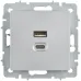 BRITE Розетка USB A+C 45Вт высокоскоростная зарядка РЮ11-2-БрА алюминий