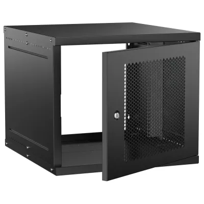 Шкаф настенный 19'' 9U 600х650мм перфорированная дверь черный GENERICA
