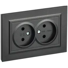 BRITE Розетка 2-местная без заземления без защитных шторок 10А в сборе РС12-2-БрЧ черный